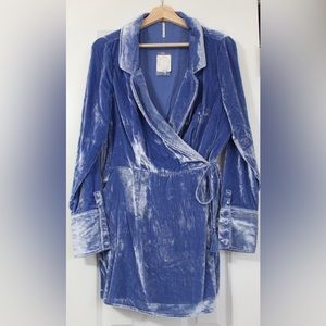 Free People Viola Velvet Romper in Blue